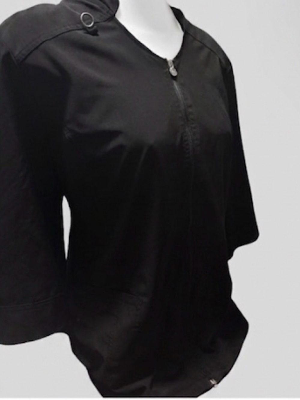 Cherokee Infinity Black Zip Front Tunic Scrub Top | Size 2XL